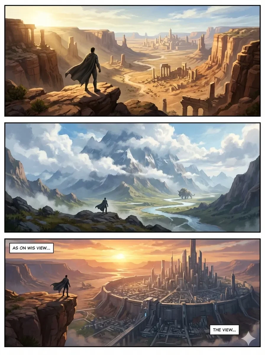 A story in widescreen panels — author preview 1