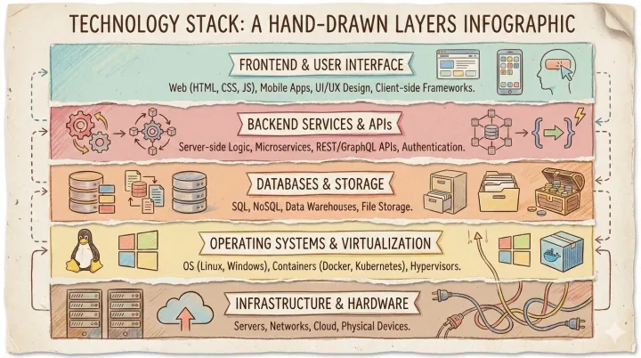 A technology stack in layers — author preview 1