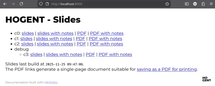 Mkslides: ![Example index