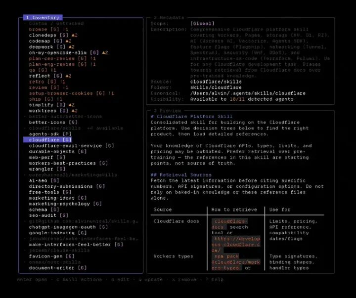 Lazyskills: Lazy Skills terminal UI demo