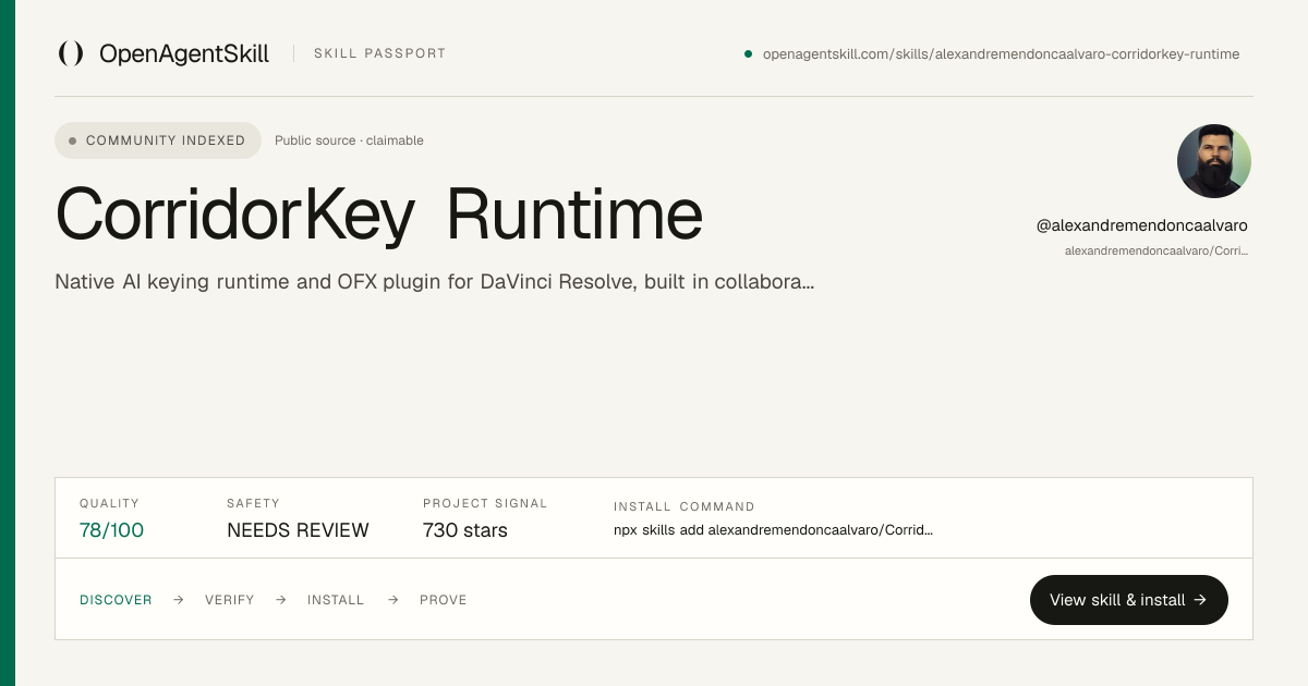 CorridorKey Runtime: Workflow Automation for AI Agents | OpenAgentSkill