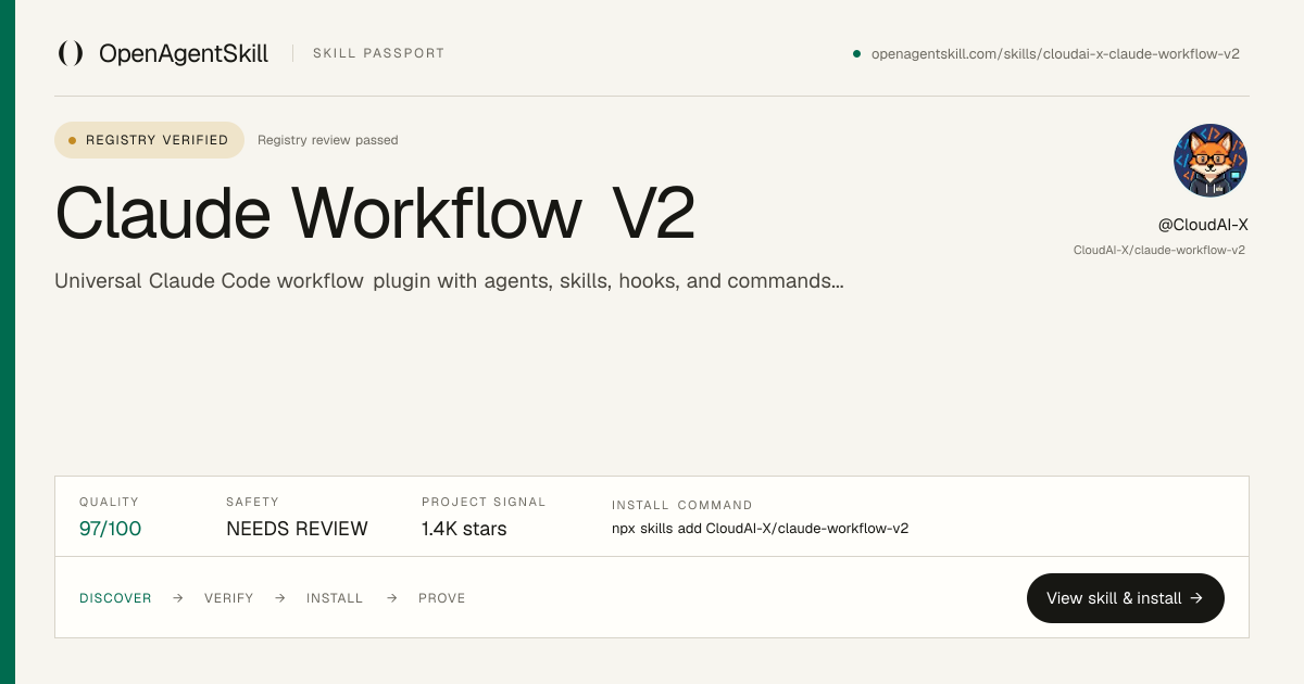 Claude Workflow V2 - AI Agent Skill | Open Agent Skill