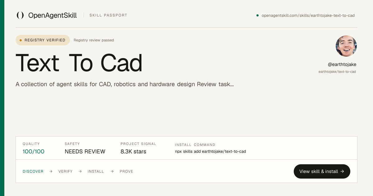 Text To Cad - AI Agent Skill | OpenAgentSkill
