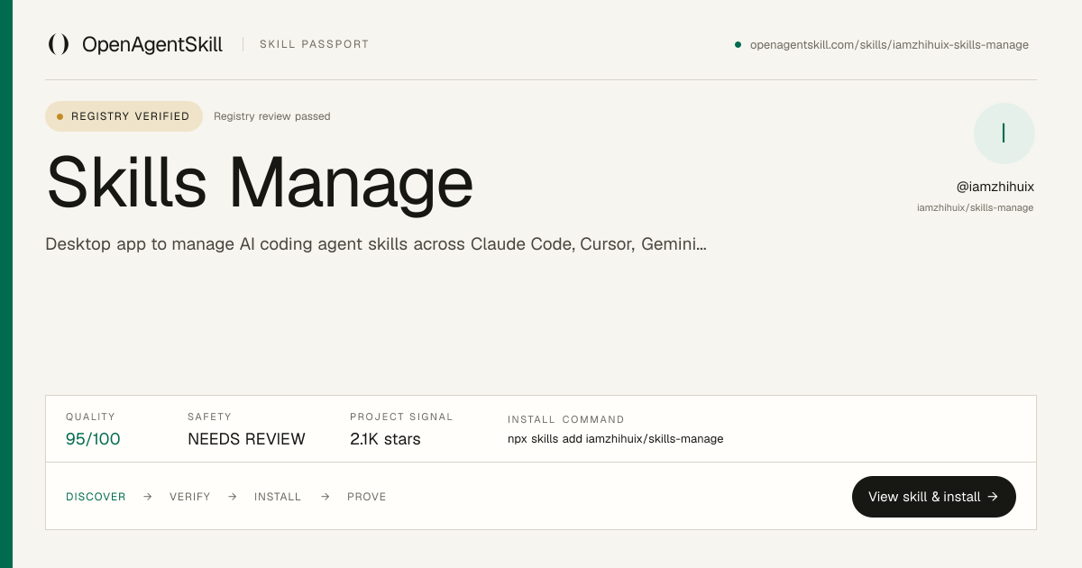 Skills Manage - AI Agent Skill | Open Agent Skill