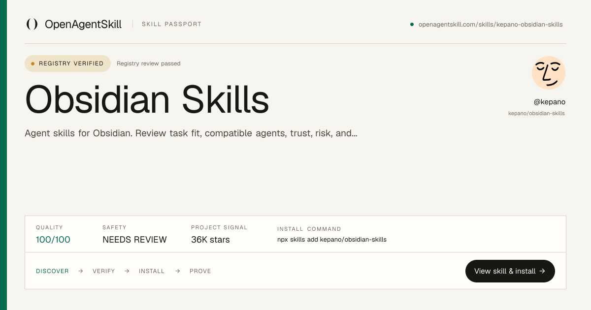 Obsidian Skills - AI Agent Skill | OpenAgentSkill