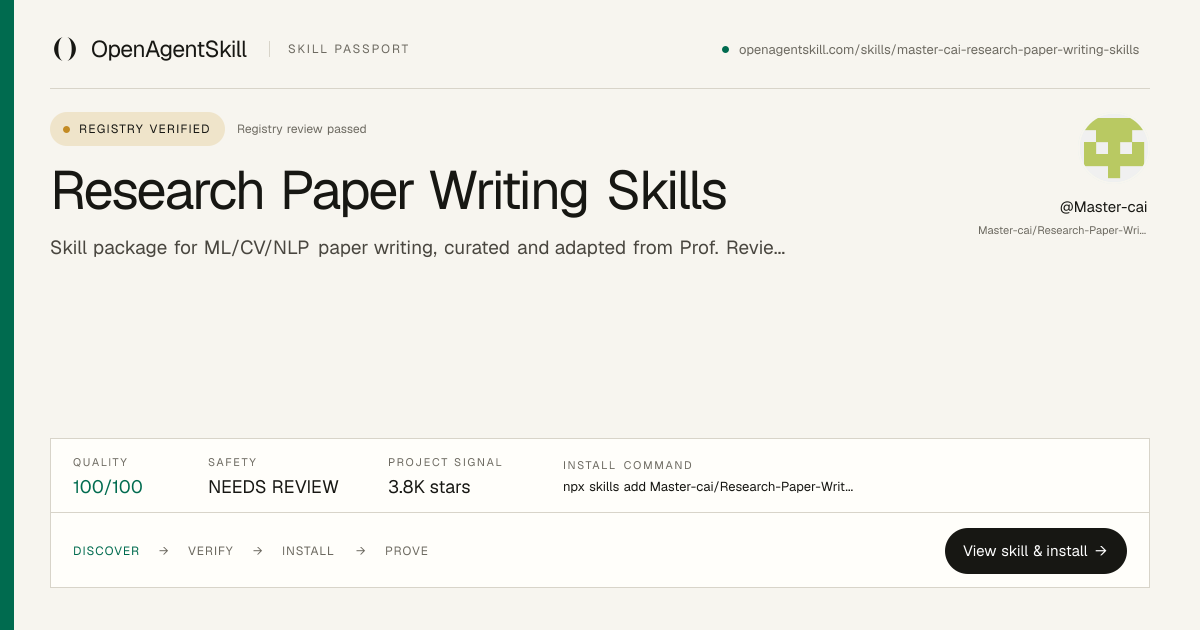 Research Paper Writing Skills - AI Agent Skill | Open Agent Skill