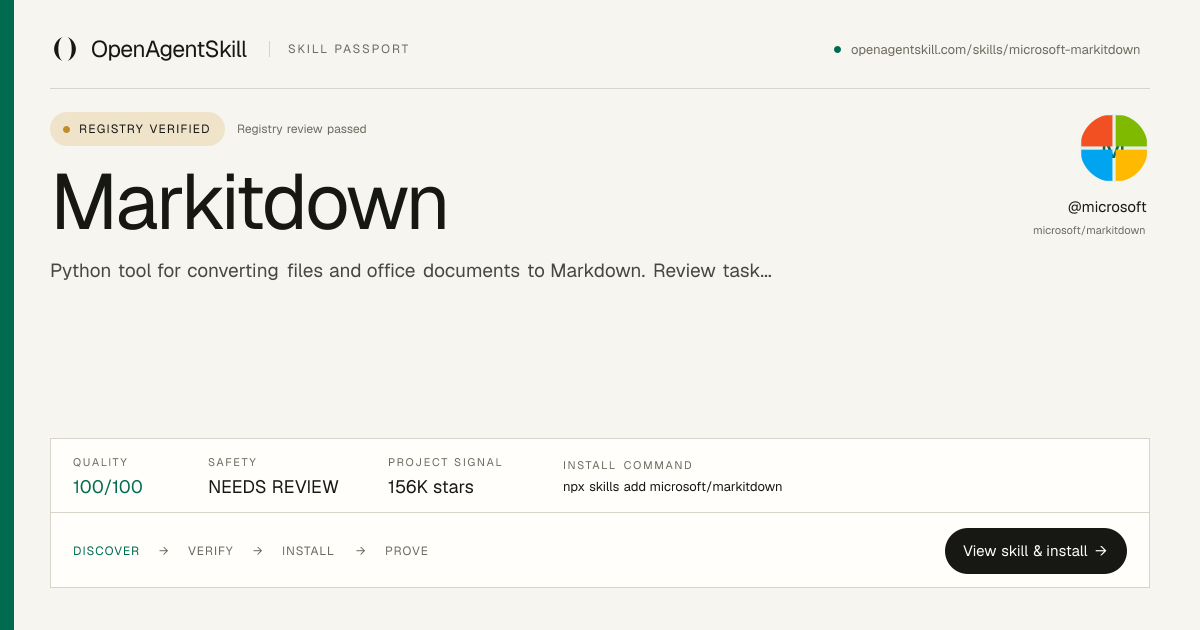 Markitdown - AI Agent Skill | Open Agent Skill