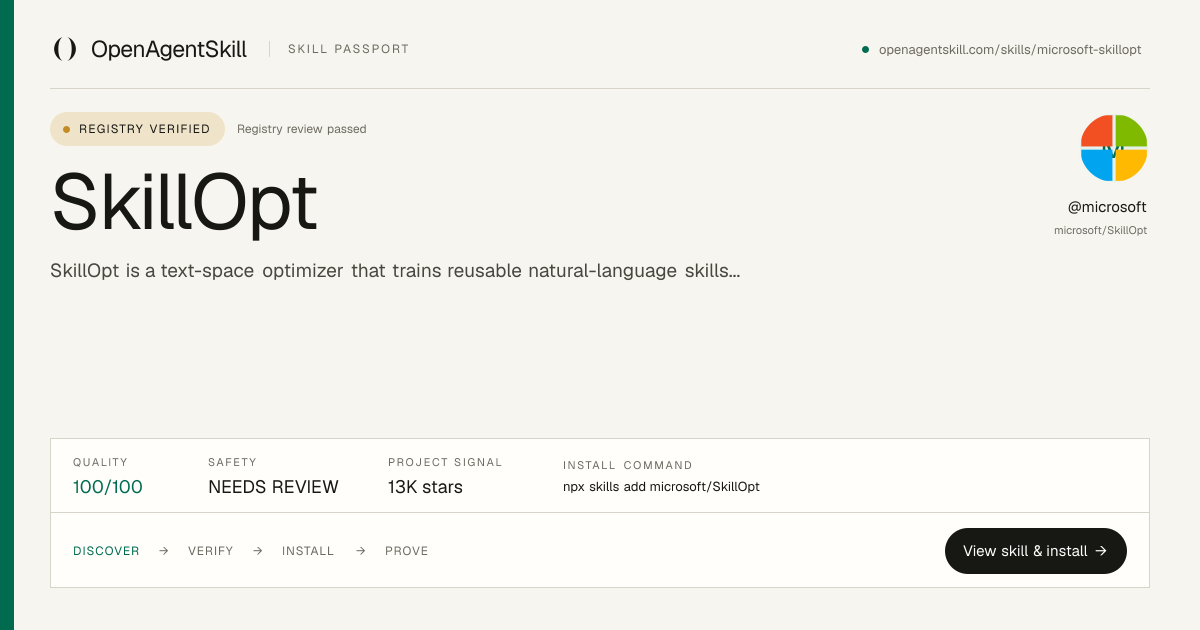 SkillOpt - AI Agent Skill | OpenAgentSkill