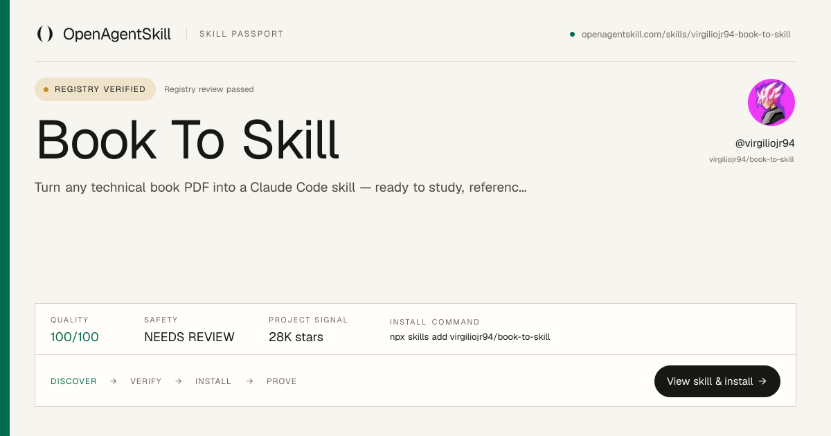 Book To Skill - AI Agent Skill | OpenAgentSkill