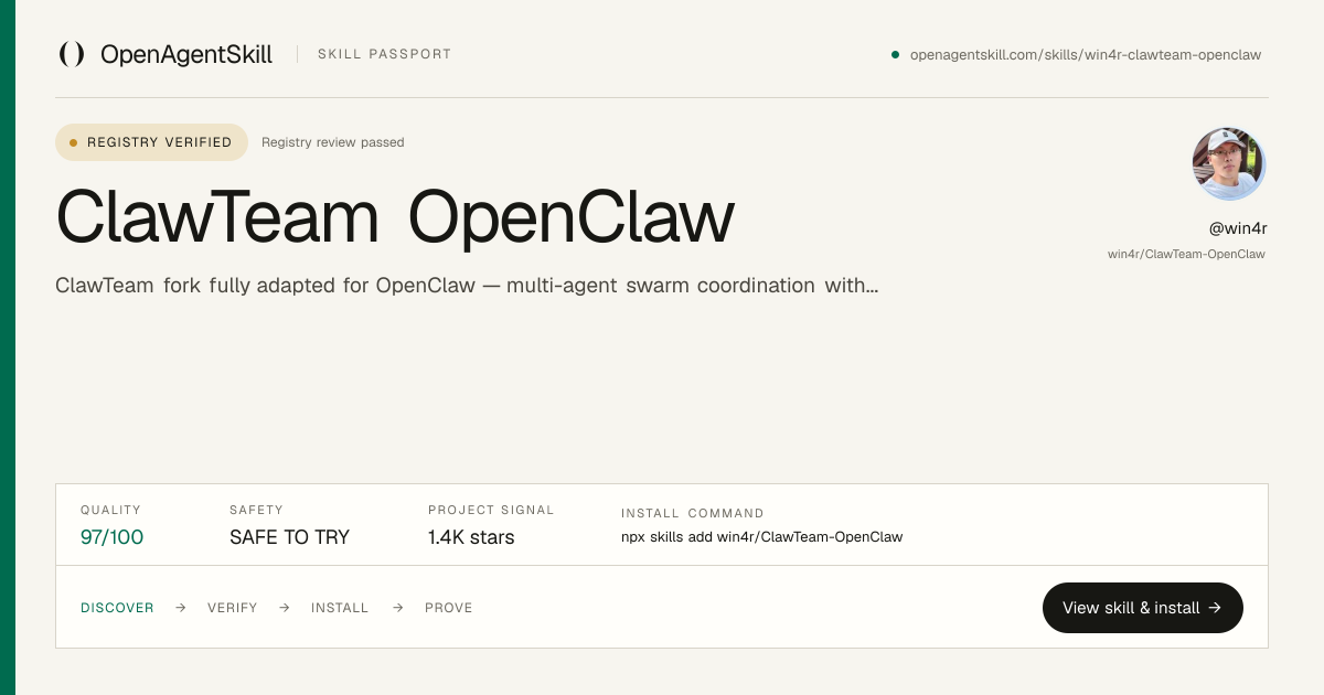 ClawTeam OpenClaw - AI Agent Skill | Open Agent Skill